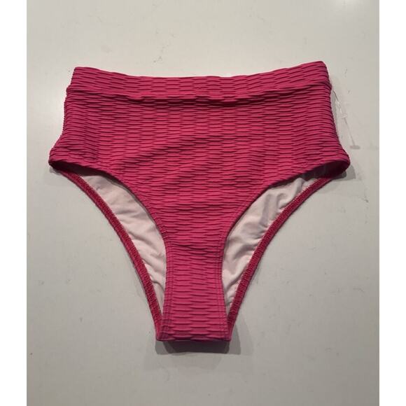 Solid & Striped Bikini Bottom Size Small Pink The LILO Textured High Waist Retro - Picture 1 of 7